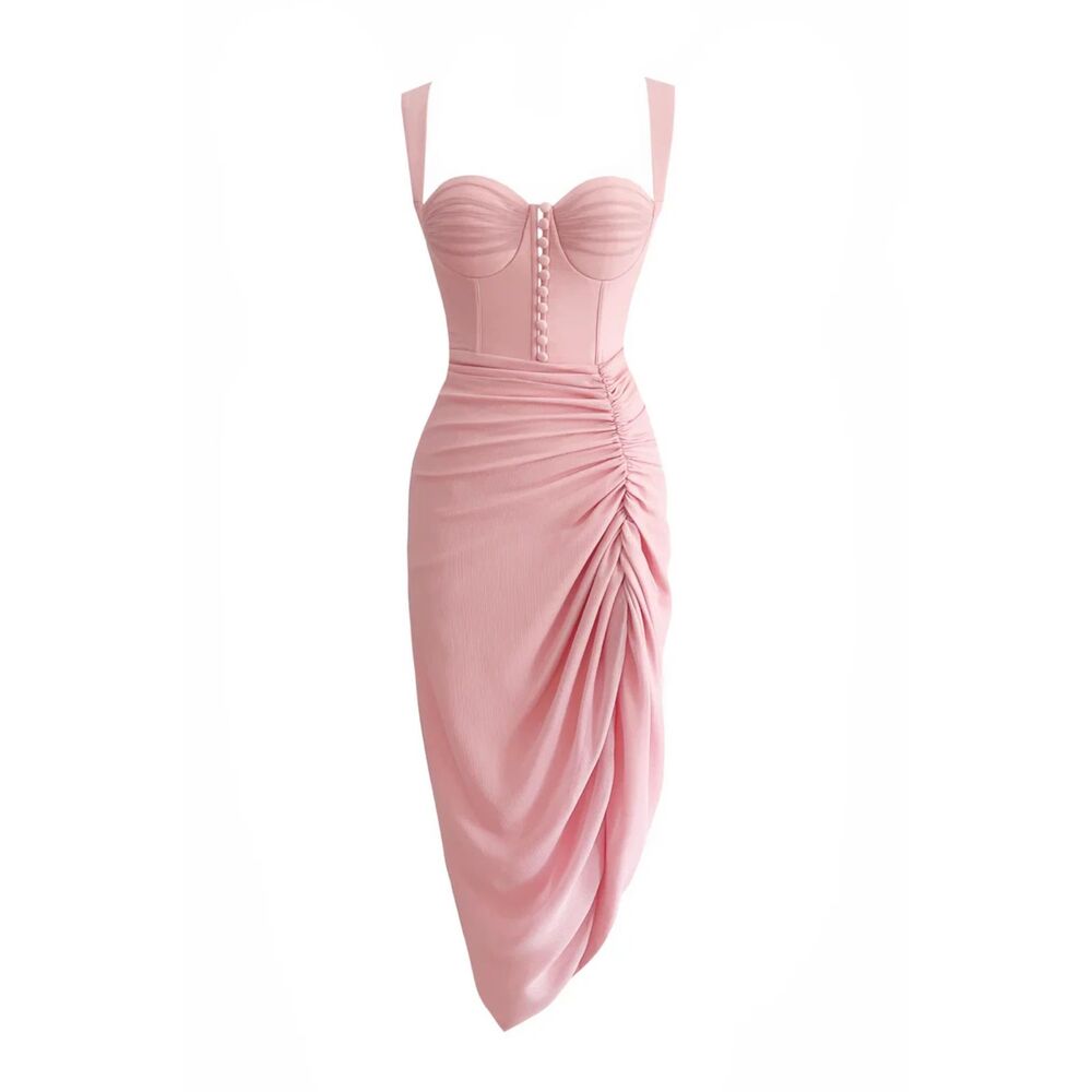 ADEIRLINA Showtime II Corset Style Midi Dress Pink‎ NWT XS